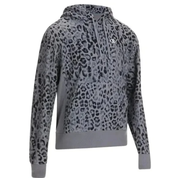Champion Reverse Weave Hoodie Sweatshirt Adult 3X Animal Print Gray Leopard - Picture 12 of 12